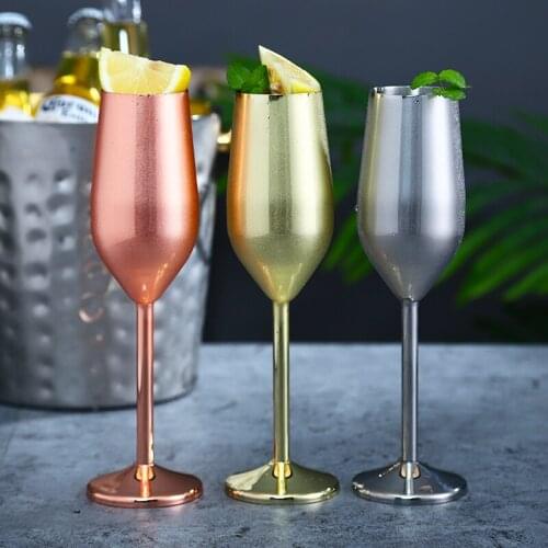 Stainless Steel Champagne Cup Wine Glass Cocktail Glass Metal Wine Glass Bar Restaurant Goblet B1