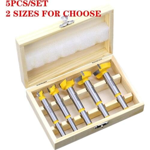 5pcs/set 5 20 25 30 35mm Shank Wood Window Carpentry Hole Cutter Auger Wooden Drilling Forstner Tips Hinge Boring Drill Bit Set