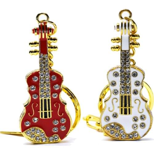 Guitar model usb flash drive 32GB 64GB metal pen drive 128GB 256GB key memory stick 4GB 8GB 16GB Lanyard red white pendrive gift
