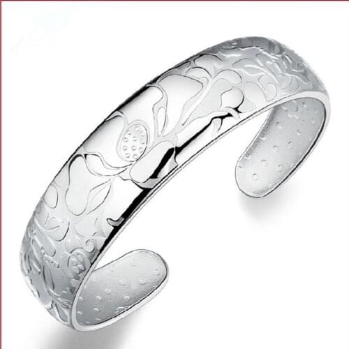 TJP Vintage Lotus Women Bangles Jewelry Adjustable Exquisite 925 Silver Bracelet Bangles Men Lady Accessories Buddhism Boy Bijou