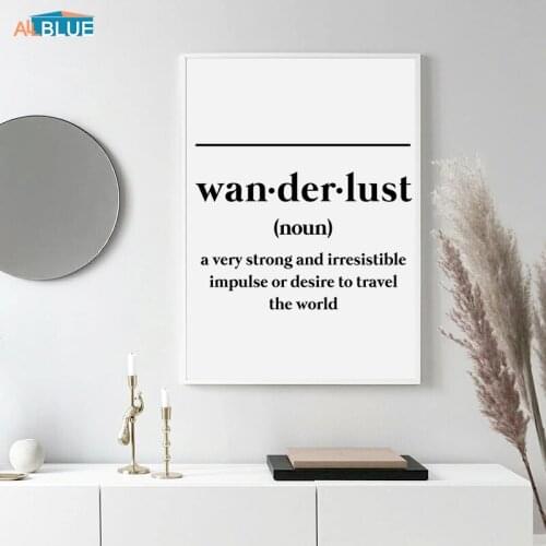 Wanderlust Definition Letters Quote Wall Art Canvas Painting Nordic Posters And Prints Wall Pictures For Living Room Home Decor