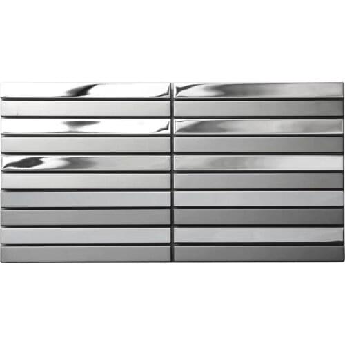 Factory price strip stainless steel metal mosaic tile for kitchen backsplash shower room DIY wall sticke