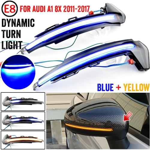 Yellow blue For Audi A1 8X 2011-2017 LED Dynamic Turn Signal Light Side Wing Rearview Mirror Sequential Indicator Lamp Blinker