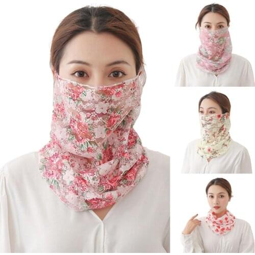 Women Floral Lace Soft Breathable Anti-UV Neck Gaiter Face Cover Headband Scarf Anti-UV Neck Gaiter Face Cover Headband Scarf An