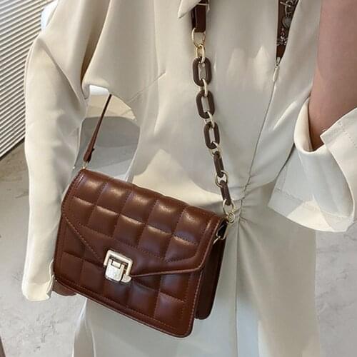 Luxurious leather Womens lattice crossbody shoulder bags for women 2021 trend female Famous brand Messenger Chain bag handbags