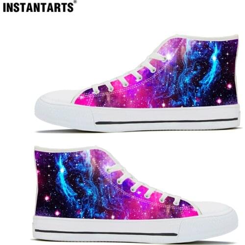 INSTANTARTS Fashion Women Galaxy Shoes Casual Vulcanized High-Top Canvas Woman Shoes Ladies Lightweight Lacing Sneakers for Girl