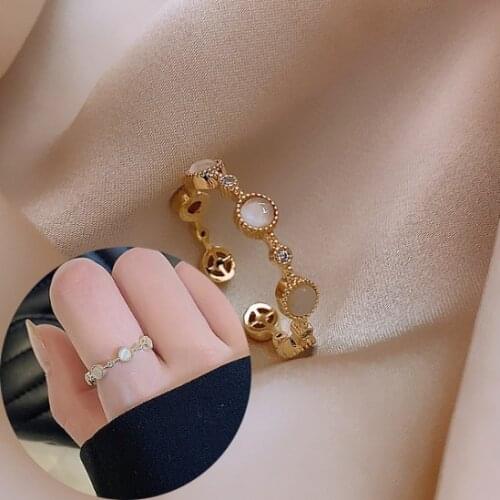 Vintage Daisy Rings For Women Cute Round Ring Adjustable Open Cuff Wedding Engagement Rings Female Jewelry Bague