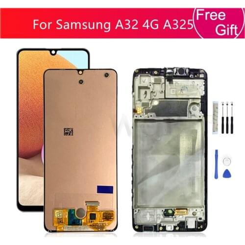 Amoled For Samsung Galaxy A32 4G A325 display LCD touch screen digitizer Assembly With Frame For Samsung A325 replacement Repair