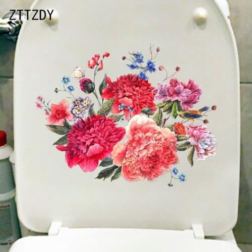 ZTTZDY 23.2CM×18.2CM Peony Rich Bird Illustration Home Home Living Room Wall Stickers Toilet Decoration T2-0783