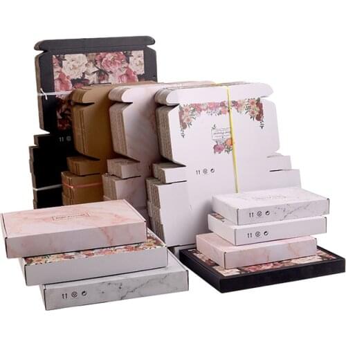 10Pcs Colorful Kraft Paper Box 3-layer Corrugated Box for Underwear/Cosmetics Hard Gift Box Mailer Express Carton 30x20x5cm