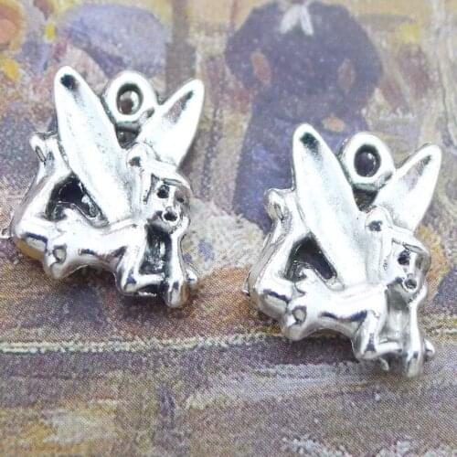 Newest 10Pieces 17*13mm Mixed Alloy Antique Silver Color Angel Fairy Charms Bracelet Pendant Accessory For DIY Jewelry Making