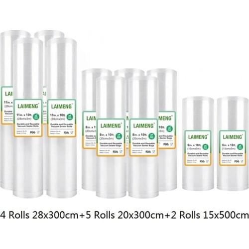 YUMYTH 11 Rolls Vacuum Sealer Food Grade Rolls BPA-Free Reusable Vacuum Bags Storage Plastic Bags Sous Vide Bag Rolls T202