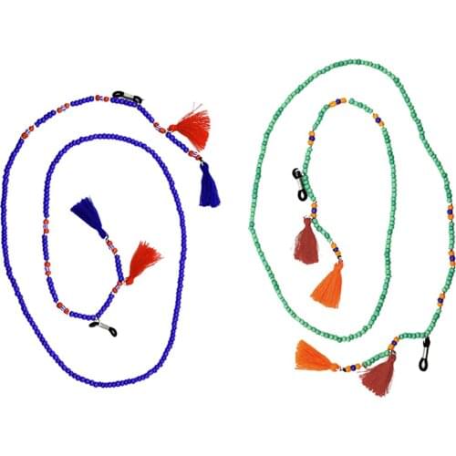 2pcs Fashion Eyeglass Necklace Chains Eyewear Lanyard Beads String Glass Cord Chain Anti-slip Reading Glasses Rope