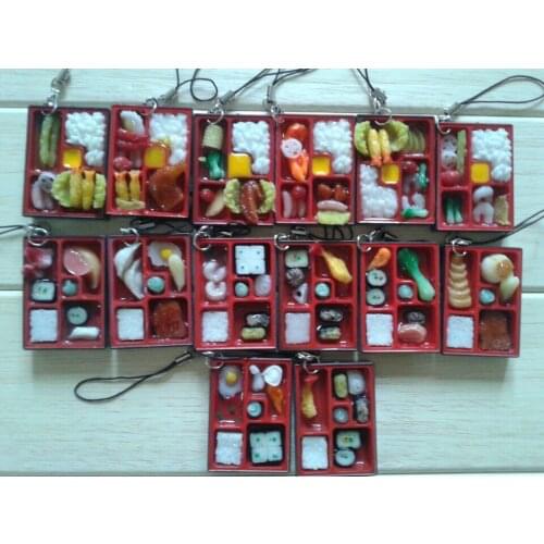 50pcs Simulated Japanese Bento Simulated Mobile Phone Pendant Mobile Phone Strap Keychain