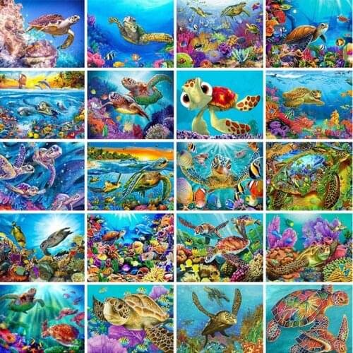 5D DIY Diamond Embroidery Tortoise Full Round Animal Diamond Painting Kit Mosaic Rhinestone Cross Stitch Crafts