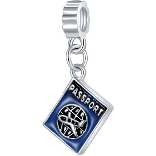 1Pcs New Cute Passport Pendant DIY Beads Suitable for Original Pandora Charm Bracelet Ladies Jewelry Making Gifts