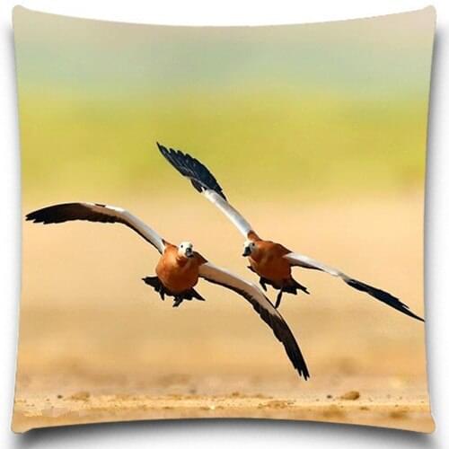 Birds chasing each other Cotton polyester Cushion Cover Bird Parrot Pillow case Home Decorative Car Sofa Throw Pillow Cover