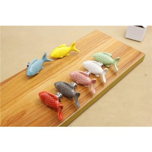 Children Drawer Knobs Fish Shape Ceramic Handles for Kids Room Kitchen Cabinet Handles Cupboard Knobs Furniture Hardware
