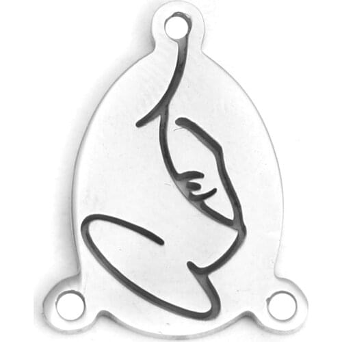 DoreenBeads 304 Stainless Steel Connectors Drop Silver Color Hollow Charms DIY Making Bracelets Jewelry Findings 16mmx12mm,5PCs