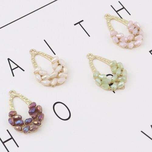 DoreenBeads Retail Zinc Based Alloy & Acrylic Pendants Drop Gold Color Charms For diy Necklace Jewelry Gifts 34mm x 22mm, 2 PCs