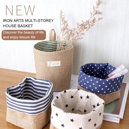 Home Decor Hanging Pocket Storage Basket Small Sack Sundries Organizer Cosmetic Organizer Cotton Linen Storage Bag