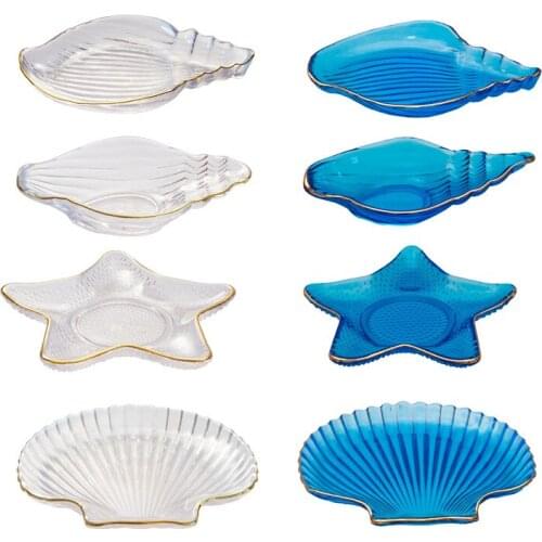 Creative Ocean Series Drawing Gold Fashion Tableware Abstract Conch Starfish Shell Shape Bowl Salad Dessert Sushi Plate