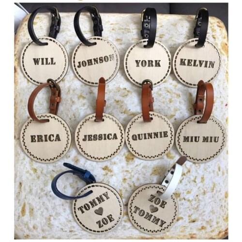 Creative customized personalized design wooden luggage brand name plate hanging decoration plate carved hollow wedding Accessory