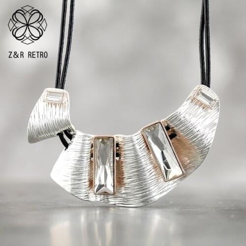 Statement Jewelry for Women Chunky Leather Choker Necklaces Geometric Vintage Big Pendant Suspension Chain Collar Wholesale 2020