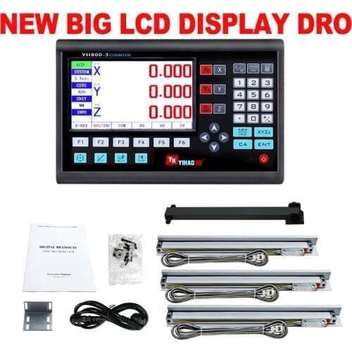 YH800-3 Display Set and Linear Scale 0-1000mm Big Lcd Dro for Lathe Milling Machines Linear Encoder Fast Ship 5U 5V TTL Signal