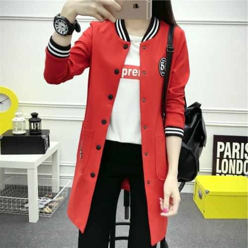 Spring and Autumn new women in the long section of the baseball uniform Korean casual jacket lady Slim coat