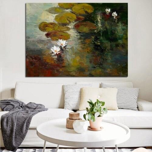 HD Print Canvas Wall Art Impression Claude Monet Lotus Pond Landscape Oil Painting Poster Wall Picture for Living Room Cuadros