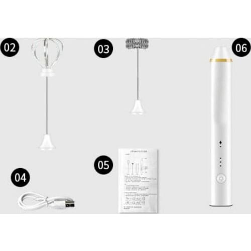 Rechargeable Electric Milk Frother with 2 Whisks Manual Frother for Coffee Latte Cappuccino Hot Chocolate Durable Egg Holder