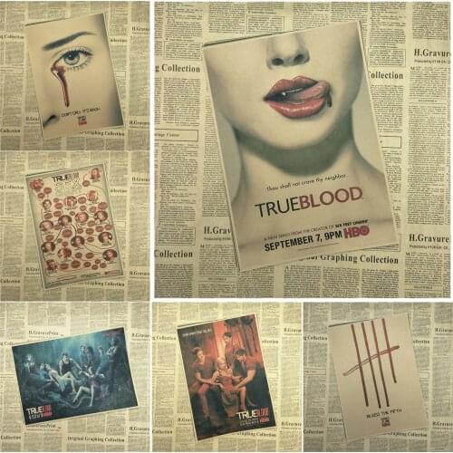 True Blood Classic Movie Kraft Paper Poster Bar Cafe Living Room Dining room Wall Decorative Paintings