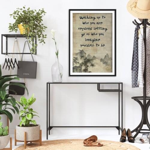 ZEN QUOTE POSTER 6 - Waking up to who you are - Original Art Print Gift Wall Decor - Taoism Daoism Koan Spirituality