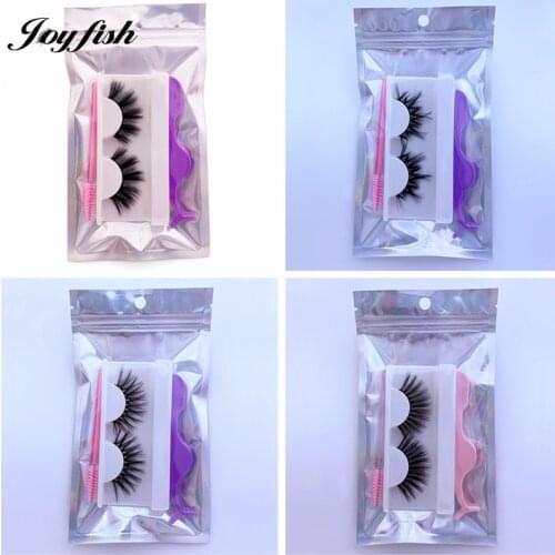 Eyelashes 20mm 18mm Mink in Bulk Wholesale Fluffy Messy Fake Eye Lash with Tweezer and Brush Makeup Vendors