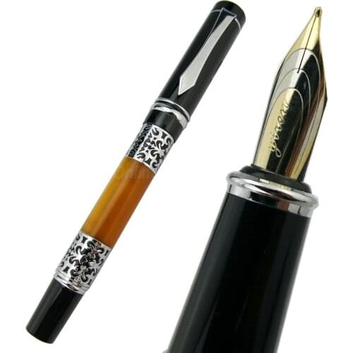 Bookworm 675 Unique Celluloid Fountain Pen Medium Nib Beautiful Silver Flower Pattern Ink Pen Fit Office &Home & School