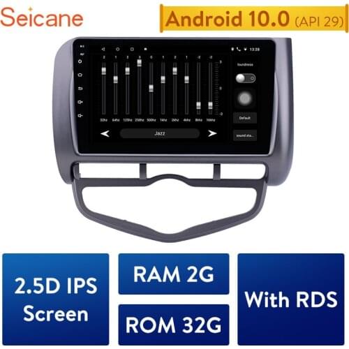 Seicane Android 10.0 9 Inch 2GB RAM GPS Navi Bluetooth for 2006 Honda Jazz City Auto AC Left Hand Drive Car Radio With 1080P DVR