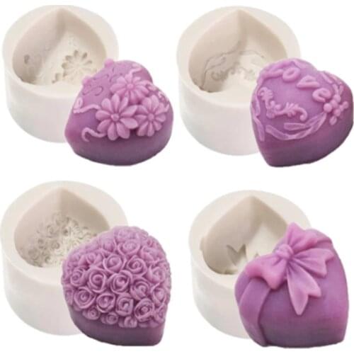 Heart-Shaped Rose Flower Silicone Mold Love Rose Chocolate Mold for Wedding Valentines Day Cake Decoration DIY Soap Making Tool