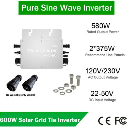 Solar Grid Tie Inverter 600W Wireless MPPT Inverter Pure Sine Wave Output Micro Solar Converter DC to AC