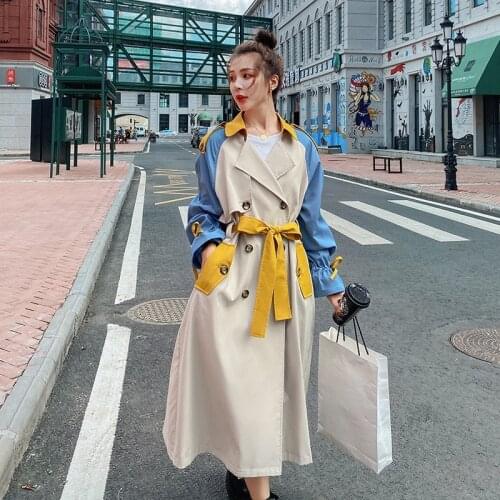 Womens Windbreaker Long Spring Autumn Big Size Korean Loose Ladies Trench Coat 100% Cotton High-end Lined Casual Cloak Female