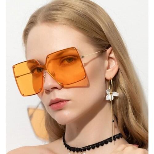 2021 New Metal Summer Big Frame One Piece Ladies Womens Sunglasses Trend Jelly Color Sun Glasses Square Ocean Lens