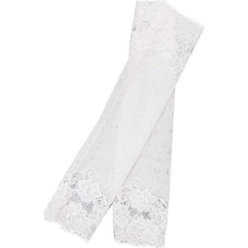 Women Girls Summer UV Protection Arm Sleeves Sexy Crochet Floral Lace Warmers Jacquard Scar Cover Long Fingerless Driving Gloves