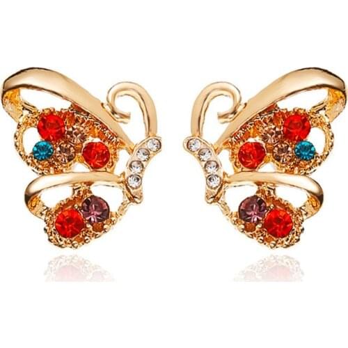 2021 New Colour Diamond Butterfly Stud Earrings For Women Fashion Luxury Earrings Good Quality Gem Earring Wedding Jewelry Gift