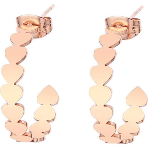 Stainless Steel Heart Star Half Hoop Earrings For Women Rose Gold Circle Earrings Party Wedding Gift Girl Trendy Jewelry Brincos