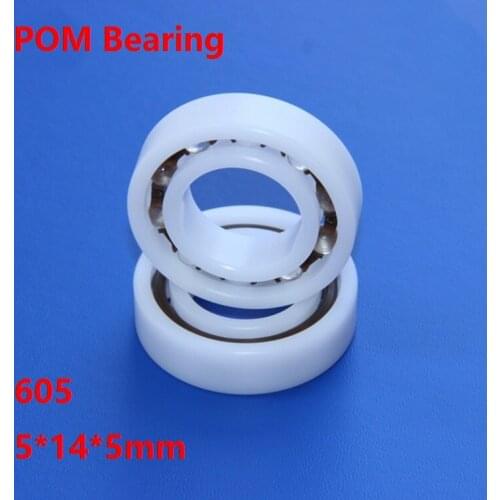 10pcs/50pcs POM bearing 605 5*14*5mm Plastic ball bearings with Glass balls Nylon Cage deep groove 5×14×5mm