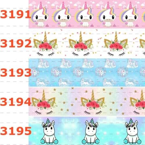10yards - different sizes -Cartoon Unicorn pattern printed Grosgrain ribbon -Cartoon animal /unicorn printed ribbon