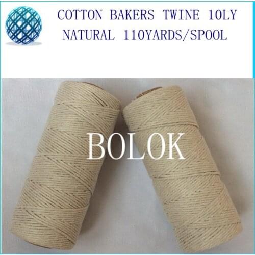 100pcs/lot 100% natural color 10ply twisted cotton string, kitchen cotton twine for all kinds packing such as food, sugar, meat