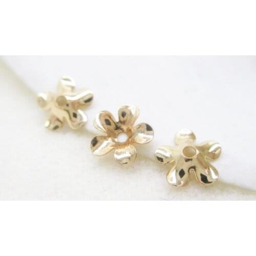 7mm 20pcs Vacuum plating gold Brass little flower Beads cap gold flower beads hat for making jewelry accessories