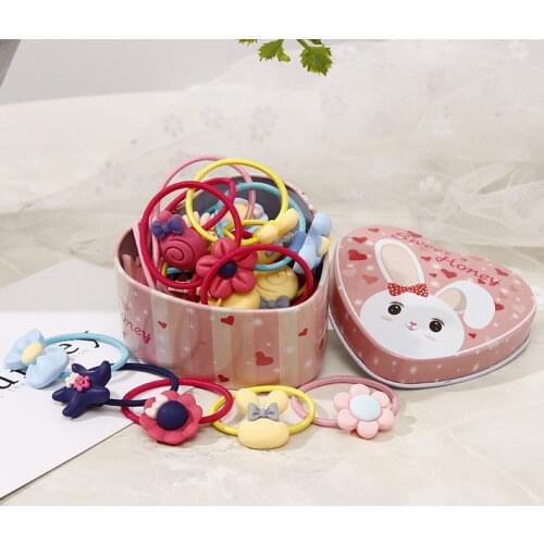 20PCS/Lot Gift Box Packed Girls Cute Cartoon Elastic Hair Bands Headwear Scrunchies Rubber Bands Headbands Hair Accessories