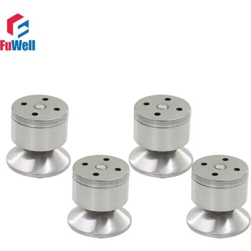 4pcs 60mm Height Furniture Legs Silver Tone Stainless Steel Table Bed Sofa Level Feet Adjustable Cabinet Legs